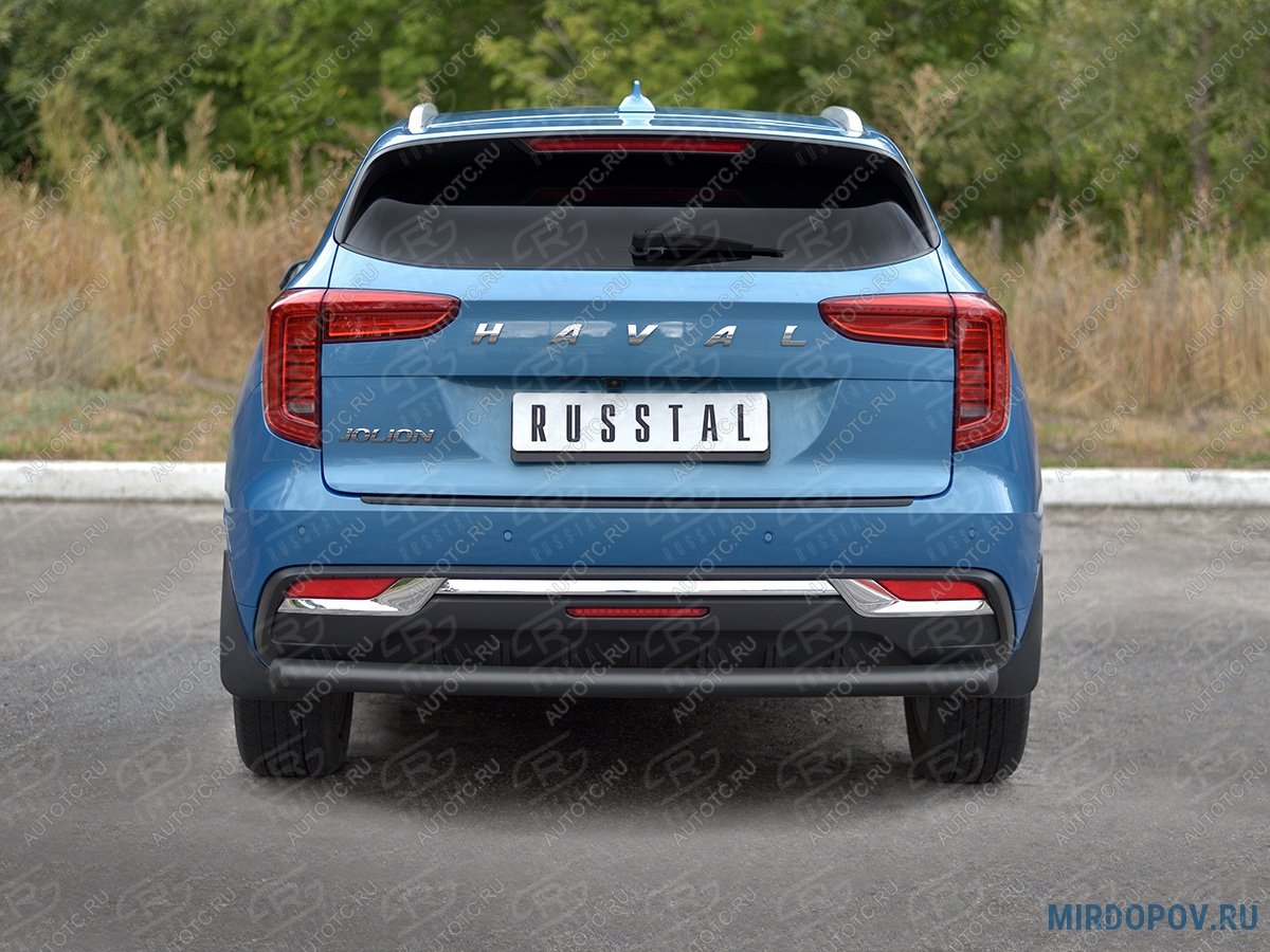 8 799 р. Защита заднего бампера d63 секции SLITKOFF Haval Jolion дорестайлинг (2020-2024) (нержавейка окрашенная в черный цвет)  с доставкой в г. Майкоп