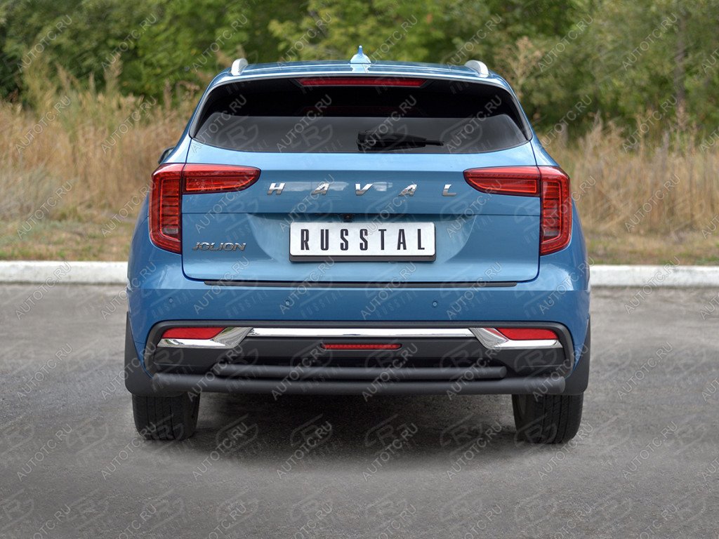 12 949 р. Защита заднего бампера d63*42 дуга SLITKOFF Haval Jolion дорестайлинг (2020-2024) (нержавейка окрашенная в черный цвет)  с доставкой в г. Майкоп
