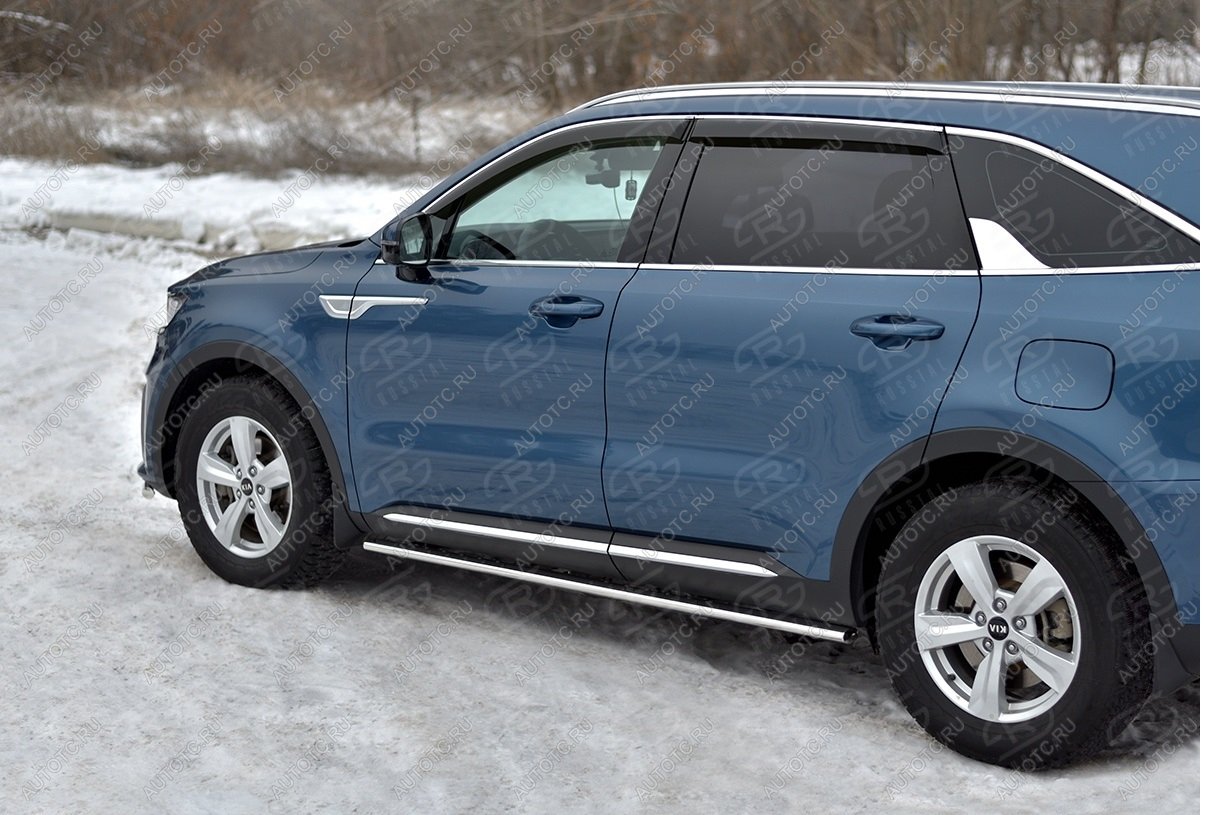 20 999 р. Пороги труба d42 с листом SLITKOFF KIA Sorento MQ4 (2020-2022) (лист алюминиевый)  с доставкой в г. Майкоп