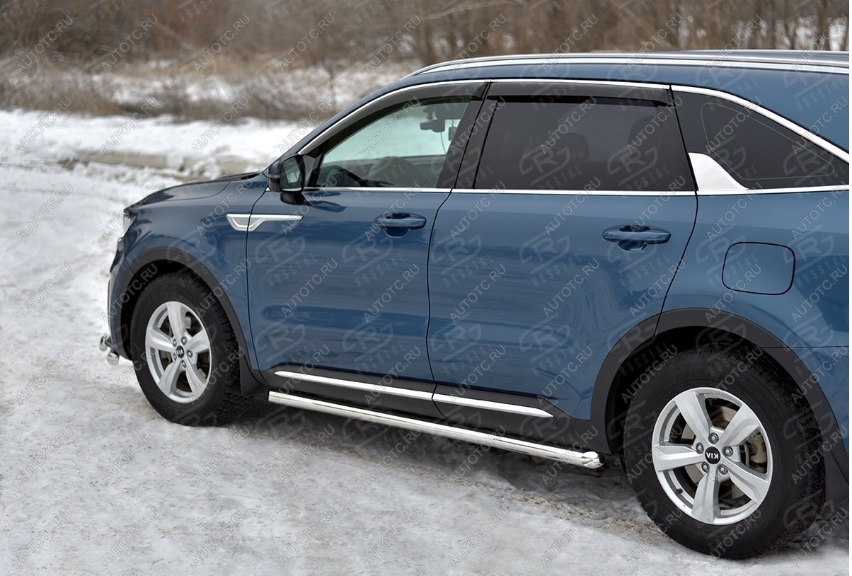 18 549 р. Пороги труба d63 секции SLITKOFF  KIA Sorento  MQ4 (2020-2022) (серые)  с доставкой в г. Майкоп