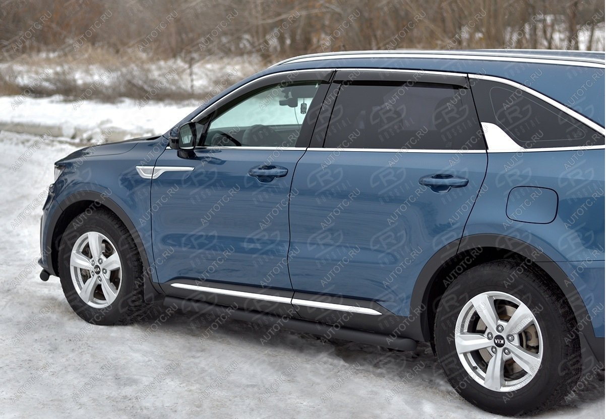 12 949 р. Пороги труба d63 секции SLITKOFF  KIA Sorento  MQ4 (2020-2022) (черные)  с доставкой в г. Майкоп
