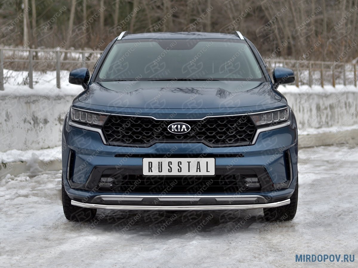 11 199 р. Защита переднего бампера d42 секции SLITKOFF KIA Sorento MQ4 (2020-2022) (нержавейка полированная)  с доставкой в г. Майкоп