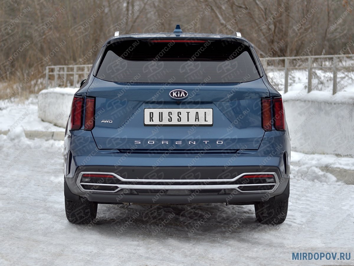 9 399 р. Защита заднего бампера d63 дуга SLITKOFF  KIA Sorento  MQ4 (2020-2022) (нержавейка окрашенная в цвет черный)  с доставкой в г. Майкоп
