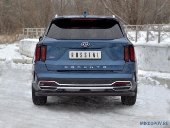 Защита заднего бампера d63 секции SLITKOFF KIA Sorento  MQ4 (2020-2022) (нержавейка окрашенная в черный цвет)