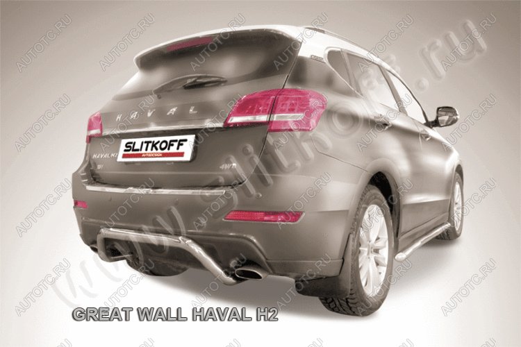 7 699 р. Защита заднего бампера d57 скоба Slitkoff Haval H2 (2014-2021) (Сталь с полимерным покрытием в цвет серебристый)  с доставкой в г. Майкоп
