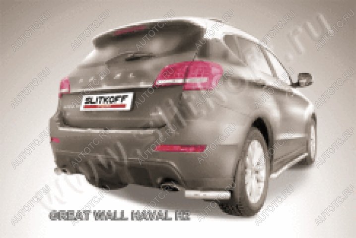 6 499 р. Защита заднего бампера уголки d57 Slitkoff Haval H2 (2014-2021) (Сталь с полимерным покрытием в цвет серебристый)  с доставкой в г. Майкоп