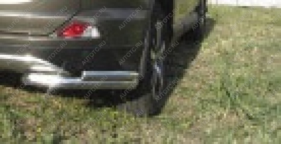 6 899 р. Защита заднего бампера уголки d57+d42 двойные Slitkoff  Hyundai Tucson  JM (2004-2010) (Сталь с полимерным покрытием в цвет серебристый)  с доставкой в г. Майкоп