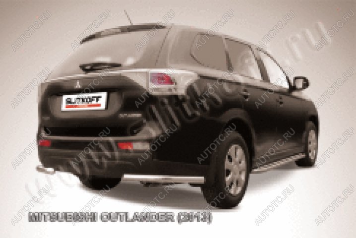 6 349 р. Защита заднего бампера уголки d57 Slitkoff  Mitsubishi Outlander  GF (2012-2014) дорестайлинг (Сталь с полимерным покрытием в цвет серебристый)  с доставкой в г. Майкоп