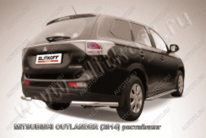 6 349 р. Защита заднего бампера уголки d57 Slitkoff  Mitsubishi Outlander  GF (2014-2016) 1-ый рестайлинг (Сталь с полимерным покрытием в цвет серебристый)  с доставкой в г. Майкоп