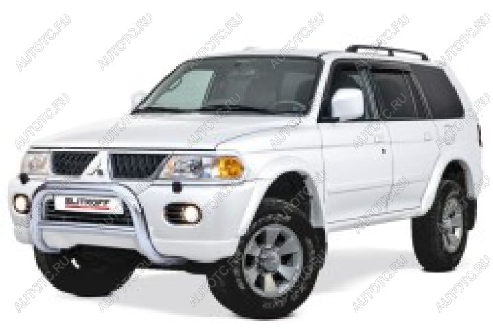 23 599 р. Защита переднего бампера кенгурятник d76 низкий Slitkoff  Mitsubishi Pajero Sport  PA (2004-2008) рестайлинг (Сталь с полимерным покрытием в цвет серебристый)  с доставкой в г. Майкоп