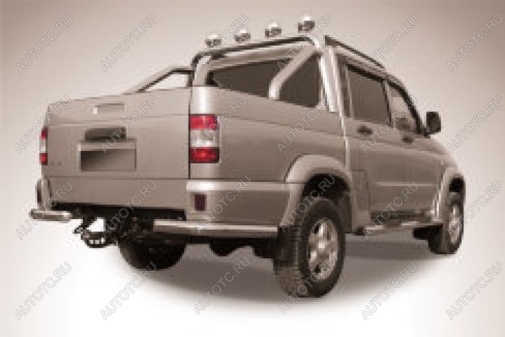 6 349 р. Защита заднего бампера уголки d76 Slitkoff Уаз Патриот 23632 2-ой рестайлинг пикап (2016-2025) (Сталь с полимерным покрытием в цвет серебристый)  с доставкой в г. Майкоп