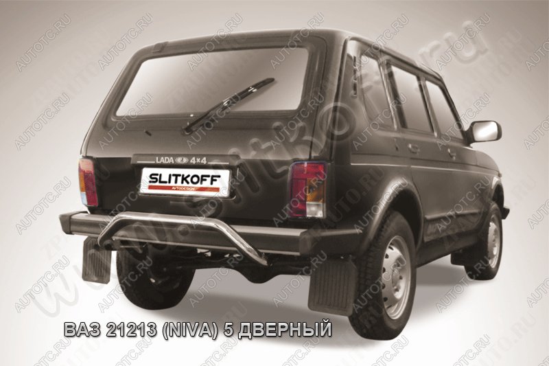 8 799 р. Защита заднего бампера d57 скоба Slitkoff Лада нива 4х4 2131 5 дв. дорестайлинг (1993-2019) (нержавейка полировнная)  с доставкой в г. Майкоп
