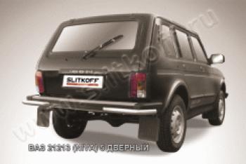 Защита заднего бампера уголки d57 Slitkoff Лада нива 4х4  2131 (1993-2019) 5 дв. дорестайлинг (нержавейка полированная)