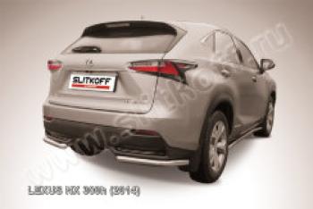 Защита заднего бампера уголки d57 Slitkoff Lexus NX300h  Z10 (2014-2017) дорестайлинг (нержавейка полированная)