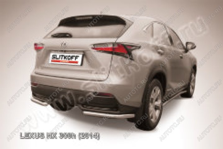 9 849 р. Защита заднего бампера уголки d57 Slitkoff Lexus NX300h Z10 дорестайлинг (2014-2017) (нержавейка полированная)  с доставкой в г. Майкоп