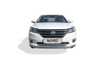 Защита переднего бампера d42 + d42 Slitkoff Lifan Solano (2016-2025)  дорестайлинг (нержавейка полированная)