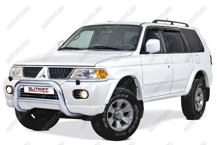 33 699 р. Защита переднего бампера кенгурятник d76 низкий Slitkoff  Mitsubishi Pajero Sport  PA (2004-2008) рестайлинг (нержавейка полированная)  с доставкой в г. Майкоп