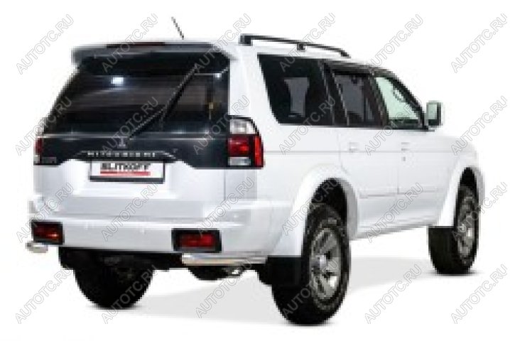 7 349 р. Защита заднего бампера уголки d57 Slitkoff  Mitsubishi Pajero Sport  PA (2004-2008) рестайлинг (нержавейка полированная)  с доставкой в г. Майкоп