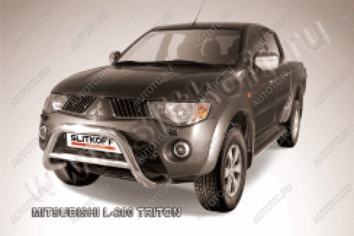 33 699 р. Защита переднего бампера кенгурятник d76 низкий (Triton) Slitkoff  Mitsubishi L200  4 (2006-2014)  дорестайлинг (нержавейка полированная)  с доставкой в г. Майкоп