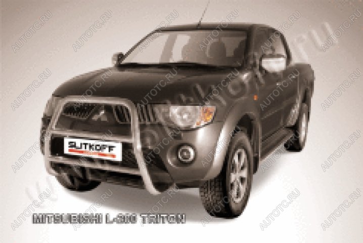 25 999 р.  Защита переднего бампера кенгурятник d57 высокий (Triton) Slitkoff  Mitsubishi L200  4 (2006-2014)  дорестайлинг (нержавейка полированная)  с доставкой в г. Майкоп
