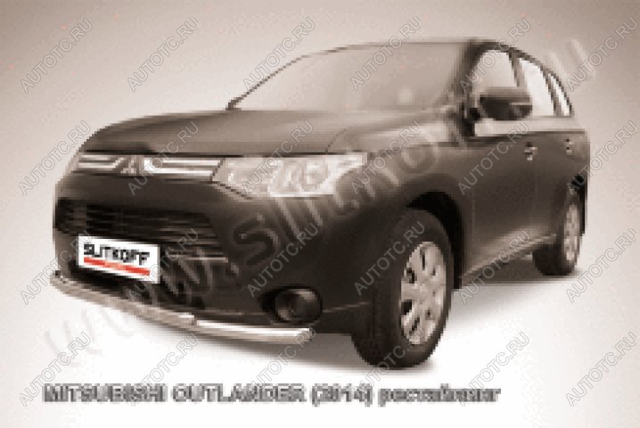 13 899 р. Защита переднего бампера d57+d42 двойная Slitkoff  Mitsubishi Outlander  GF (2014-2016) 1-ый рестайлинг (нержавейка полированная)  с доставкой в г. Майкоп