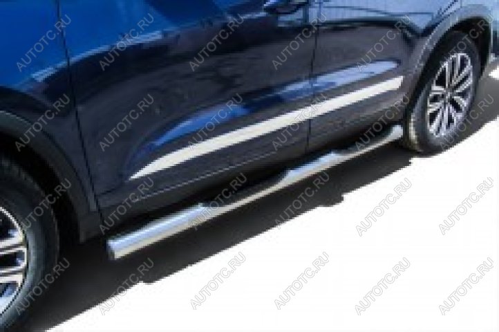 17 699 р. Защита порогов d76 с проступями Slitkoff  Mitsubishi Outlander  GF (2014-2016) 1-ый рестайлинг (нержавейка полированная)  с доставкой в г. Майкоп