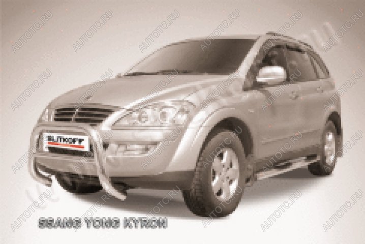 33 699 р. Защита переднего бампера кенгурятник низкий d76 Slitkoff  SSANGYONG Kyron (2007-2016) рестайлинг (нержавейка полированная)  с доставкой в г. Майкоп