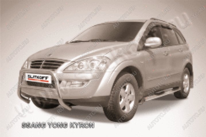 24 449 р. Защита переднего бампера кенгурятник низкий d57 Slitkoff  SSANGYONG Kyron (2007-2016) рестайлинг (нержавейка полированная)  с доставкой в г. Майкоп