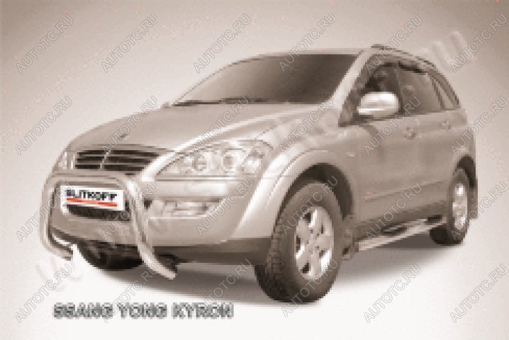22 649 р. Защита переднего бампера кенгурятник низкий мини d57 Slitkoff  SSANGYONG Kyron (2007-2016) рестайлинг (нержавейка полированная)  с доставкой в г. Майкоп