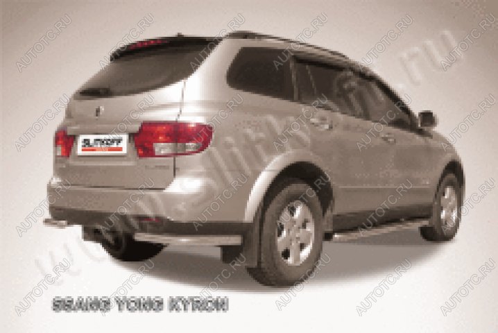 7 699 р. Защита заднего бампера уголки d57 Slitkoff  SSANGYONG Kyron (2007-2016) рестайлинг (нержавейка полированная)  с доставкой в г. Майкоп
