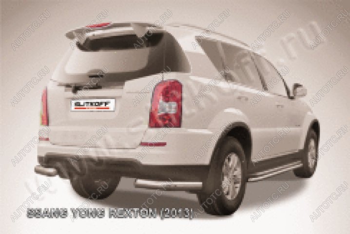 10 449 р. Защита заднего бампера уголки d76 Slitkoff  SSANGYONG Rexton  Y290 (2012-2017) (нержавейка полированная)  с доставкой в г. Майкоп
