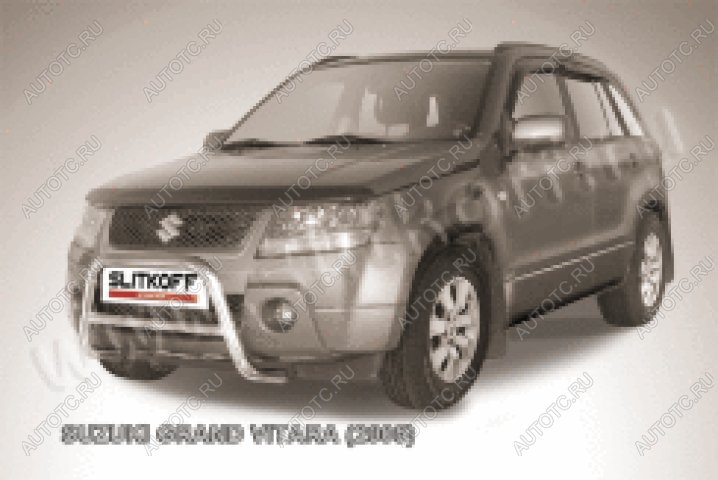 24 449 р. Защита переднего бампера кенгурятник d57 низкий Slitkoff  Suzuki Grand Vitara ( JT 5 дверей,  JT 3 двери) (2005-2008) дорестайлинг (нержавейка полированная)  с доставкой в г. Майкоп
