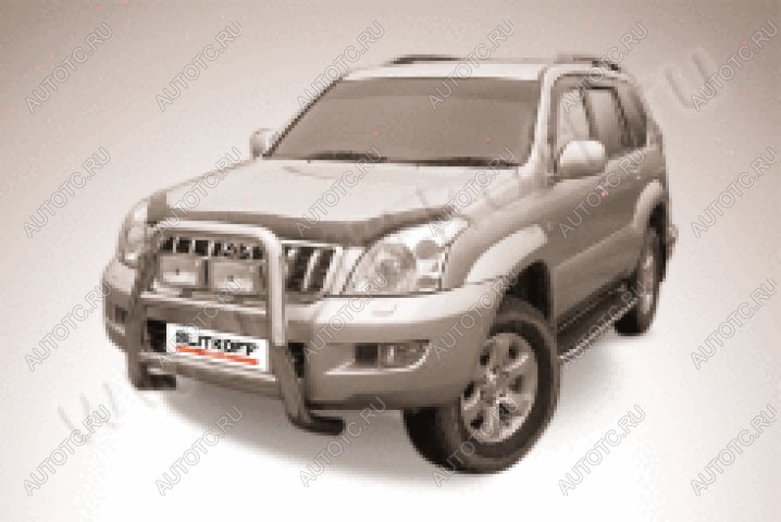 32 999 р. Защита переднего бампера кенгурятник d76 высокий Slitkoff  Toyota Land Cruiser Prado  J120 (2002-2009) (нержавейка полированная)  с доставкой в г. Майкоп
