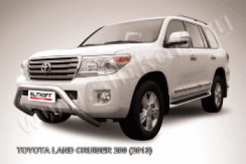 Защита переднего бампера кенгурятник d76 низкий мини Slitkoff Toyota Land Cruiser  200 (2012-2015) 1-ый рестайлинг (нержавейка полированная)