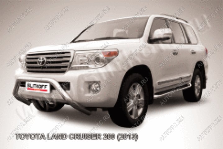 29 899 р. Защита переднего бампера кенгурятник d76 низкий мини Slitkoff  Toyota Land Cruiser  200 (2012-2015) 1-ый рестайлинг (нержавейка полированная)  с доставкой в г. Майкоп