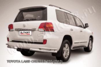 Защита заднего бампера уголки двойные d76+d42 Slitkoff Toyota Land Cruiser  200 (2012-2015) 1-ый рестайлинг (нержавейка полированная)