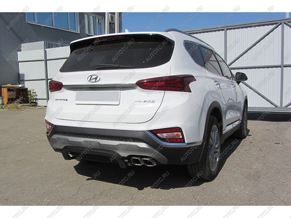 7 999 р. Защита заднего бампера d57 скоба Slitkoff  Hyundai Santa Fe  TM (2018-2021) дорестайлинг (Сталь с полимерным покрытием в цвет черный)  с доставкой в г. Майкоп