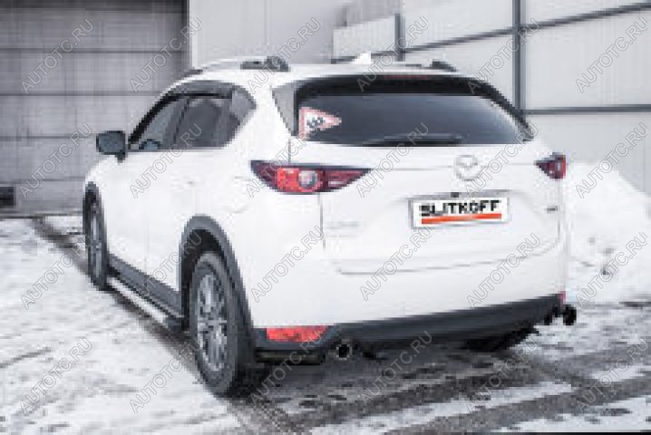 4 999 р. Защита заднего бампера уголки d57 Slitkoff  Mazda CX-5  KF (2016-2025) ( Сталь с полимерным покрытием в цвет черный)  с доставкой в г. Майкоп