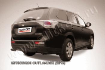 Защита заднего бампера уголки d57 Slitkoff Mitsubishi Outlander GF дорестайлинг (2012-2014) ( Сталь с полимерным покрытием в цвет черный)