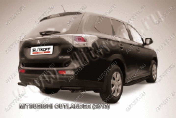 6 349 р. Защита заднего бампера уголки d57 Slitkoff  Mitsubishi Outlander  GF (2012-2014) дорестайлинг ( Сталь с полимерным покрытием в цвет черный)  с доставкой в г. Майкоп