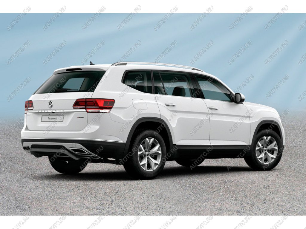 10 549 р. Защита заднего бампера d57 скоба Slitkoff Volkswagen Teramont CA1 дорестайлинг (2016-2020) (Сталь с полимерным покрытием в цвет черный)  с доставкой в г. Майкоп