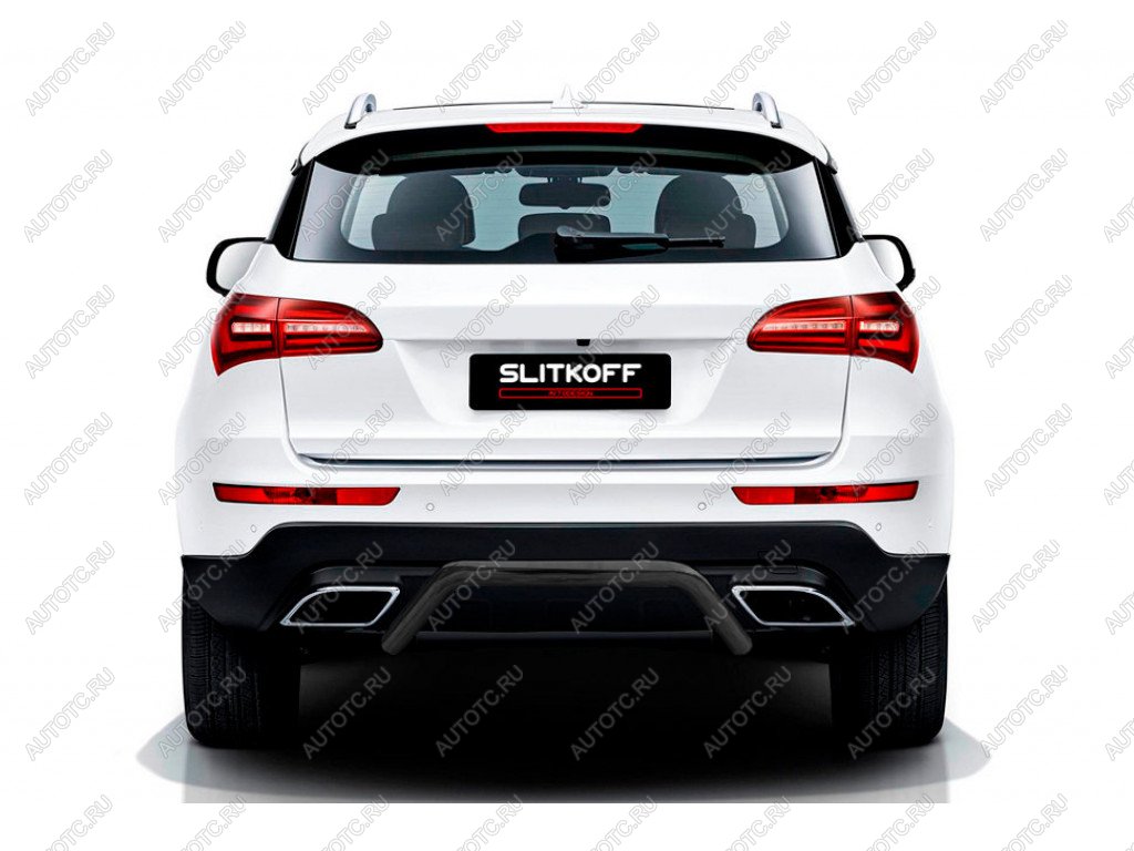 7 999 р. Защита заднего бампера d57 скоба Slitkoff  Zotye Coupa  B11F (2019-2021) (Сталь с полимерным покрытием в цвет черный)  с доставкой в г. Майкоп