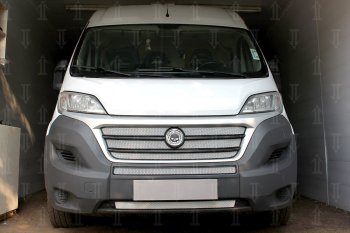 4 299 р. Защитная сетка в бампер (низ, 2 части, ячейка 3х7 мм) Alfeco Стандарт Fiat Ducato 290 (2014-2025) (Хром)  с доставкой в г. Майкоп. Увеличить фотографию 2