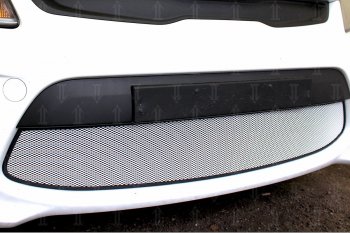 3 279 р. Защитная сетка в бампер (низ, ячейка 3х7 мм) Alfeco Стандарт KIA Rio 4 FB дорестайлинг седан (2016-2020) (Хром)  с доставкой в г. Майкоп. Увеличить фотографию 3