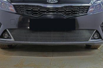 3 199 р. Защитная сетка в бампер (низ, ячейка 3х7 мм) Alfeco Стандарт KIA Rio X рестайлинг (2020-2025) (Чёрная)  с доставкой в г. Майкоп. Увеличить фотографию 2