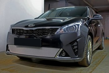 3 299 р. Защитная сетка в бампер (низ, ячейка 3х7 мм) Alfeco Стандарт KIA Rio X рестайлинг (2020-2025) (Хром)  с доставкой в г. Майкоп. Увеличить фотографию 3