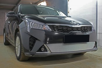 3 299 р. Защитная сетка в бампер (низ, ячейка 3х7 мм) Alfeco Стандарт KIA Rio X рестайлинг (2020-2025) (Хром)  с доставкой в г. Майкоп. Увеличить фотографию 4