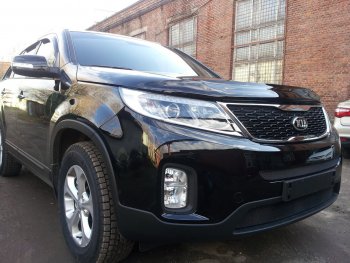 2 569 р. Защитная сетка в бампер (середина, ячейка 3х7 мм) Alfeco Стандарт KIA Sorento XM рестайлинг (2012-2015) (Чёрная)  с доставкой в г. Майкоп. Увеличить фотографию 2