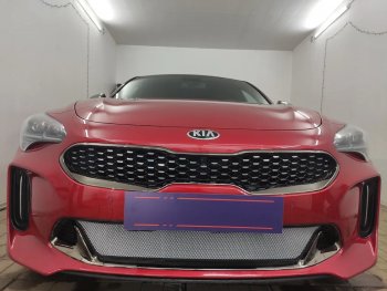 3 489 р. Защитная сетка в бампер (низ, ячейка 3х7 мм) Alfeco Стандарт KIA Stinger (2017-2025) (Хром)  с доставкой в г. Майкоп. Увеличить фотографию 4