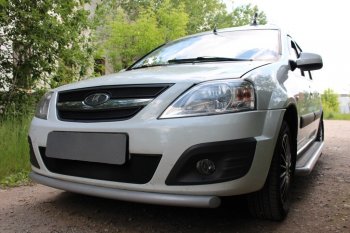 3 399 р. Защитная сетка в бампер (2 части, верхние, ячейка 3х7 мм) Alfeco Стандарт Лада Ларгус дорестайлинг R90 (2012-2021) (Чёрный)  с доставкой в г. Майкоп. Увеличить фотографию 2